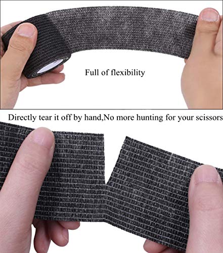 8Pcs Tattoo Grip Cover Elástico Impermeable Autoadhesivo Cinta de vendaje Adherente Envoltura para máquina de tatuaje Accesorios de agarre Suministros de tatuaje y cinta para muñeca de dedo, Negro