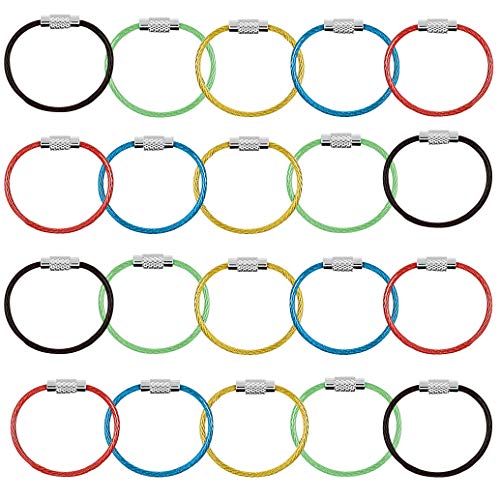 Alambre Llaveros Cable, Llavero 2mm Cable Loops Engranaje de Acero Inoxidable para Colgar Etiqueta de Equipaje, llaveros y Guardianes de Etiquetas de identificación 20pcs