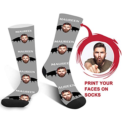 Aolun Calcetines Personalizados Con Fotos,Diablo de halloween,Ponga Su Cara En Calcetines Para Hombres, Mujeres