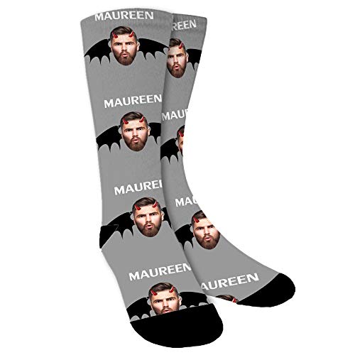 Aolun Calcetines Personalizados Con Fotos,Diablo de halloween,Ponga Su Cara En Calcetines Para Hombres, Mujeres