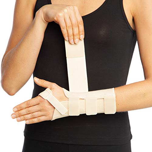 ArmoLine Férula para muñeca, de apoyo, opción de brazo derecho o izquierdo, túnel carpiano, esguinces, artritis, dolor en el pulgar, transpirable (Derecha, XXL (23-25 cm))