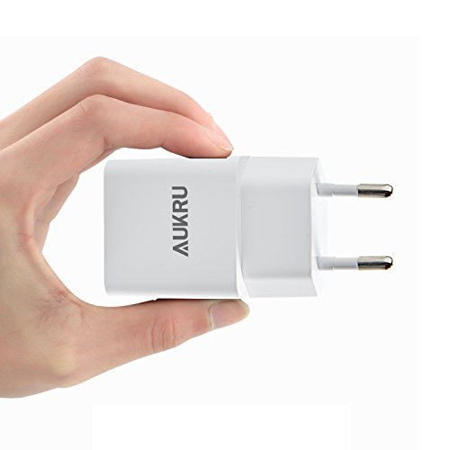 Aukru 5V 2A Cargador con Tipo C Cable Compatible con Huawei P9 /P10 /p20 Pro/Mate 20 Lite, Compatible Samsung Galaxy S9/S8+, LG/G6/ G7/G8,HTC 10/u11,Xiaomi Mi 7/8 /9/10/ mi a1 /mi a2- Blanco