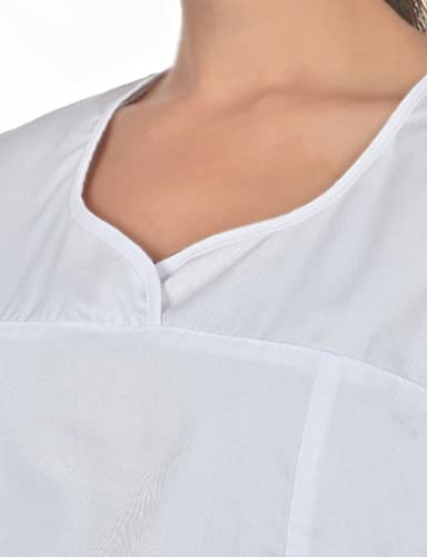 B-well Ines Casaca Elástica Señora Uniforme Estética Casacas Sanitarias Mujer Manga Corta Cuello V Uniformes Sanitarios Mujereterinarios Blanco M