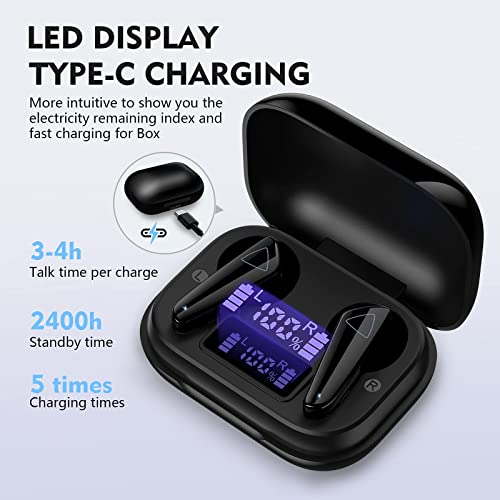 Babacom Auriculares Inalambricos, Auriculares Bluetooth 5.0 con Cancelación de Ruido, Súper Ligero Cascos Inalambricos Bluetooth con Carga Rápida USB-C, Micrófono Incorporado y Control Táctil