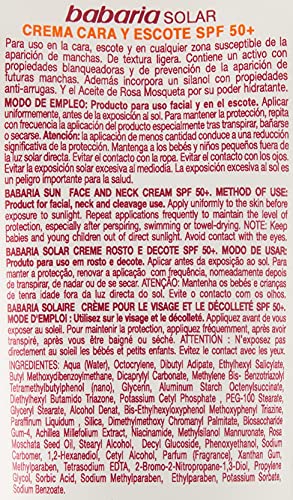 Babaria - Crema Facial Solar Antimanchas Rosa Mosqueta Spf50, Blanco