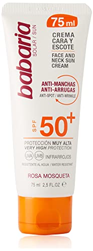 Babaria - Crema Facial Solar Antimanchas Rosa Mosqueta Spf50, Blanco