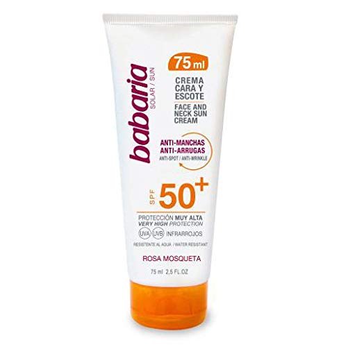 Babaria - Crema Facial Solar Antimanchas Rosa Mosqueta Spf50, Blanco