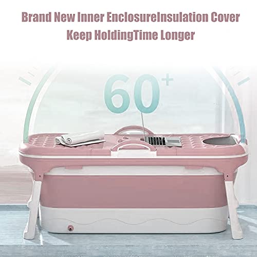 Bañera Plegable Adulto 120cm | Bañera de Masaje Plegable Grande con Cesta de Jabón, Funda, Reposacabezas y Rodillos de Masaje | Ideal para Pequeños Baños Plato Ducha