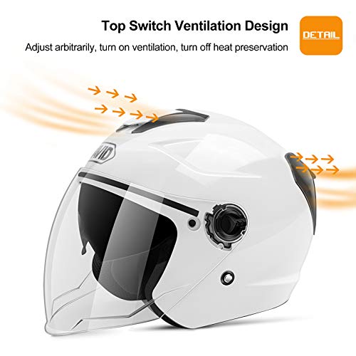 BOSEMAN Casco de Motocicleta con Visera, Adecuado para ciclomotores, Scooters, cruceros, Pase la Prueba de colisión para Cumplir con la Seguridad Vial（Plata）