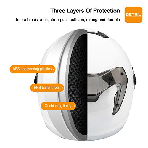 BOSEMAN Casco de Motocicleta con Visera, Adecuado para ciclomotores, Scooters, cruceros, Pase la Prueba de colisión para Cumplir con la Seguridad Vial（Plata）