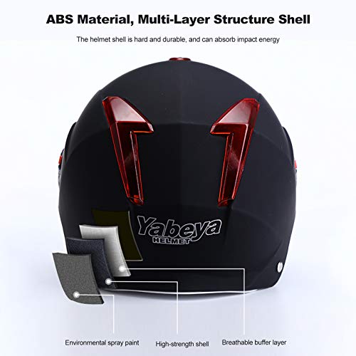 BOSEMAN Casco de Motocicleta con Visera, Adecuado para ciclomotores, Scooters, cruceros, Pase la Prueba de colisión para Cumplir con la Seguridad Vial(Negro)