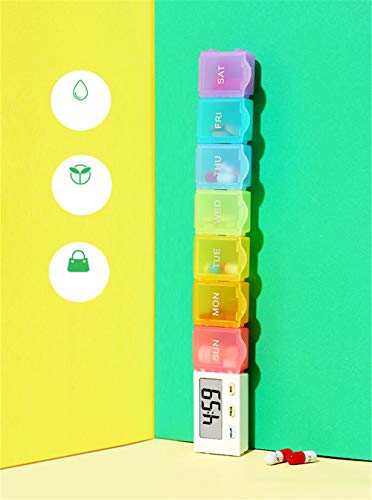 BrilliantDay Alarma digital Caja de pastillas Pastillero Electrónico Automático con Alarma con 7 compartimentos para actividades al aire libre, viajes#1