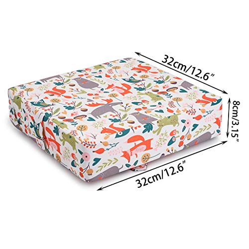 BSTKEY Asiento elevador ajustable y lavable con correas para silla de comedor, cojines para almacenamiento de viaje (animales y bosque), color blanco