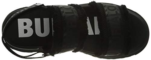 Buffalo Aspha Str, Sandalias Planas Mujer, Negro, 38 EU
