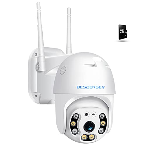 Camara Vigilancia WiFi Exterior con Tarjeta 64G, 3MP Camara IP WiFi Exterior Impermeable IP66 con Audio de Dos Vías,Visión Nocturna 60M en Color Detección de Movimiento