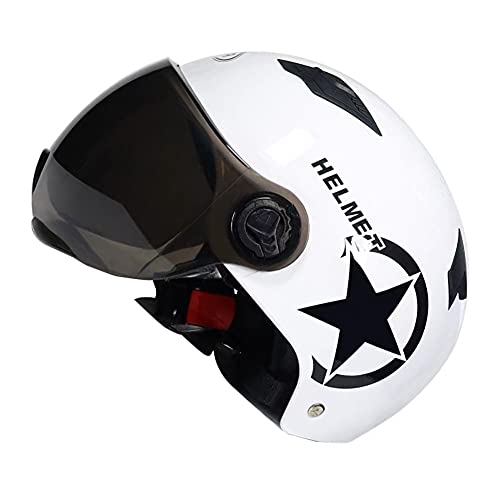 Casco De Scooter Eléctrico Motocicleta Medio Casco Casco Abierto Casco Casco De Choque con Visera E-Scooters Soporte De Seguridad Sombrero Casco para Scooter Eléctrico Blanco