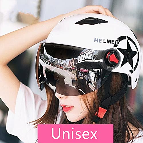 Casco De Scooter Eléctrico Motocicleta Medio Casco Casco Abierto Casco Casco De Choque con Visera E-Scooters Soporte De Seguridad Sombrero Casco para Scooter Eléctrico Blanco