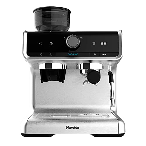 Cecotec Cafetera Express con Brazo con Doble Salida Power Espresso 20 Barista Cream. 1550 W, 20 Bares, Depósito de Café en Grano 250g, Molinillo con 30 Niveles, Thermoblock, Depósito de Agua 2,5 L