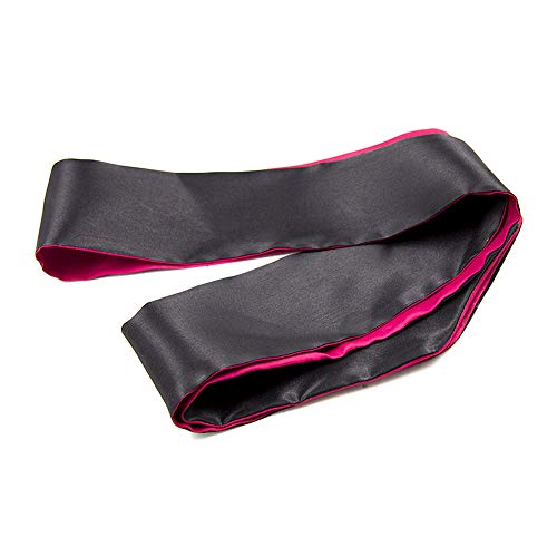 CKANDAY Pack de 4 mascarillas de satén suaves para dormir con los ojos de seda, cómodas y suaves, 150 cm, negro/rojo