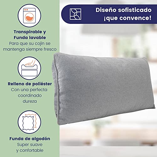 Cojin Sofa con Relleno Incluido 40x70, Funda Suave de algodón Oeko-Tex - Cómodo cojin Respaldo Sofa con Relleno de dureza Media - Cojin Sofa Grande - Cojines Decorativos para Sofa de DYNMC YOU - Gris