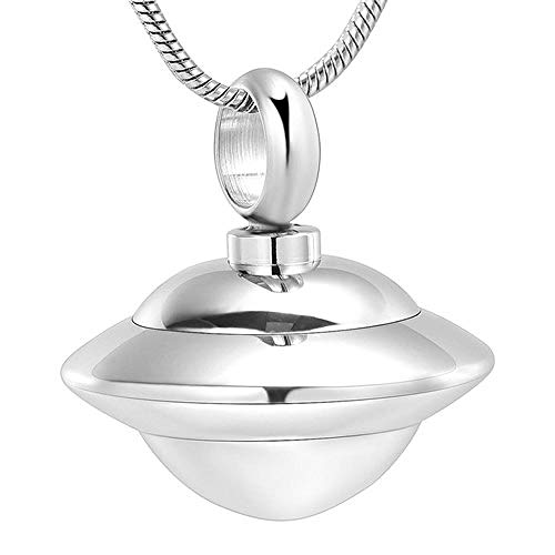 Collar De Urna De Cremación Collar De Joyería De Urna De Cremación Conmemorativa De Acero Inoxidable De Nave Espacial Ufo Recuerdo De Alta Capacidad 1 Uds Plata