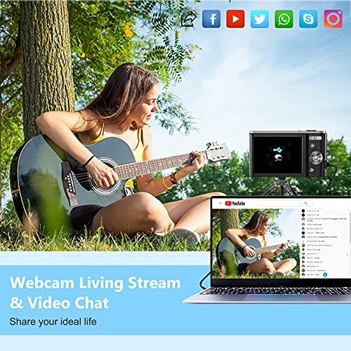 Compactas Cámaras Digitales, 2.7K UHD Camara Compacta, Vlogging 44MP Camara de Video, Camara de Fotos con Pantalla de 2,8" y Zoom 16x y 2 baterías, Camara Digital para niños/Adultos/Mayores