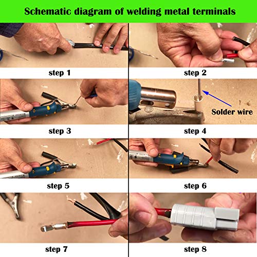 Conector de batería Set, Rojo 2 Pcs Enchufe rápido del conector de la batería para los modos de motocicleta Van del automóvil 600V 175Amp Con (4 Pcs metal terminal 1AWG)