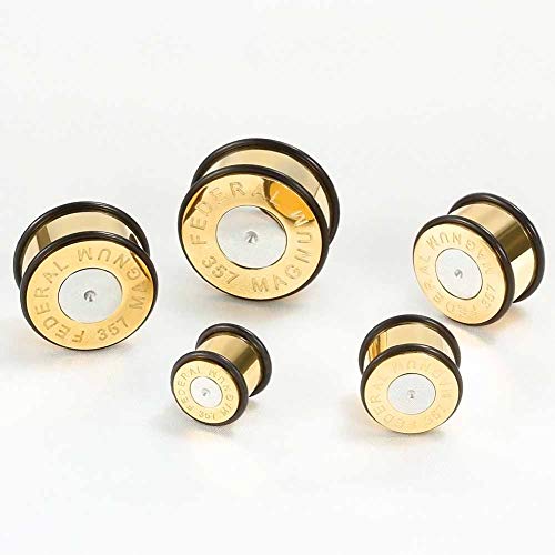 COOEAR Pendientes de acero quirúrgico con dos dilatadores, tamaño 2g(6mm) a 16mm