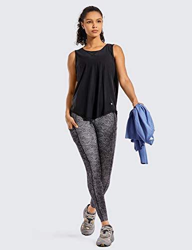 CRZ YOGA Camiseta Deportiva de Tirantes Prendas Deportivas para Mujer de Fitness Espalda Abierta Negro 38