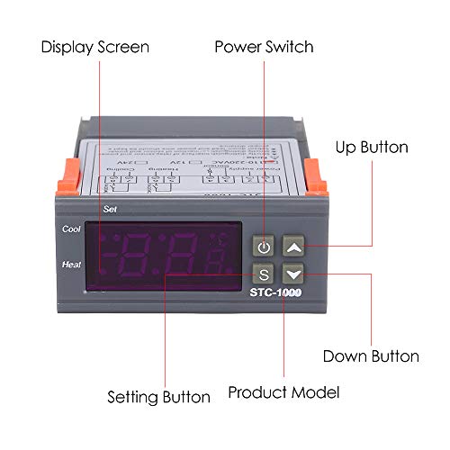 Decdeal 1 STC-1000 Controlador Digital de Temperatura Calefacci¨®n Refrigeraci¨®n Cent¨ªgrado Termostato 2 Rel¨¦s Salida con Sensor