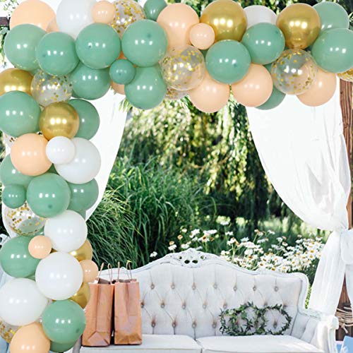 Decoraciones de fiesta verde salvia - Decoraciones de baby shower retro verde oliva DIY Kit de guirnaldas de globos Oh Baby Balloon para niña niño Género neutral Party Supplies Set