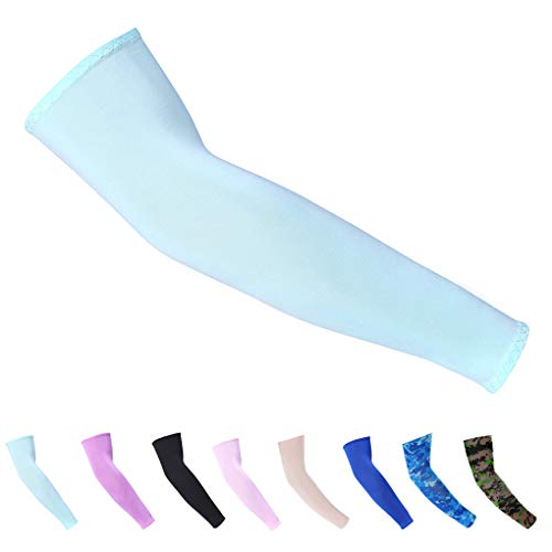 Demino - 1 par de mangas unisex para verano, antirayos UV, largas, protección solar, ciclismo, conducción, pesca, color piel, 38 cm