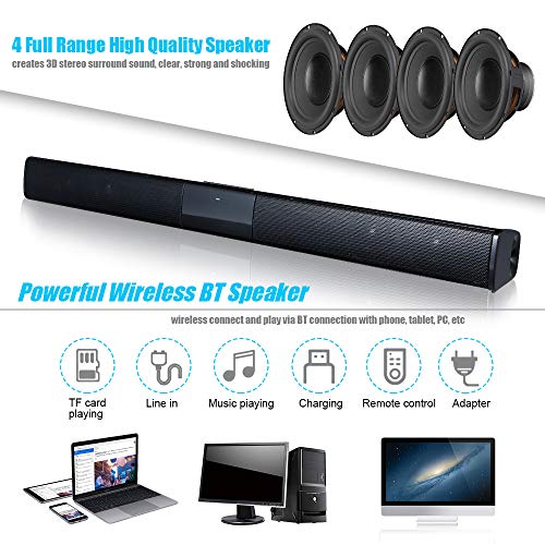 Docooler Barra de Sonido Para TV,Luxus inalámbrico Bluetooth 4.0 Altavoz SoundBar TV de Cine en casa 3D de Bass televisor de subwoofer con RCA Line con Mando a Distancia