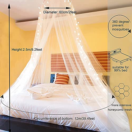 Dosel de cama con luces LED en forma de estrella, mosquitera, 100 luces que cambian de color, para niñas y mujeres, color rosa cortina colgante para cama individual o king size, hamacas y cunas