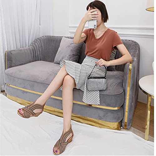 DZQQ Sandalias de tacón Inclinado para Mujer, tacón Medio 2021, Novedad de Verano, Bolso Informal con Cremallera, Zapatos Romanos para Mujer, Sandals36-42
