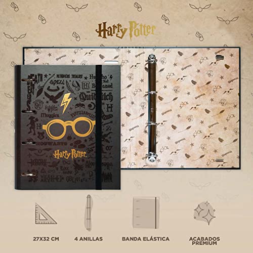 ERIK - Carpeta 4 anillas troquelada premium Gafas, Harry Potter, A4 (26x32cm)