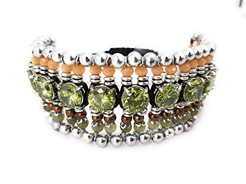 Exoal Pulsera para Mujer de Algodón con Piedras Naturales