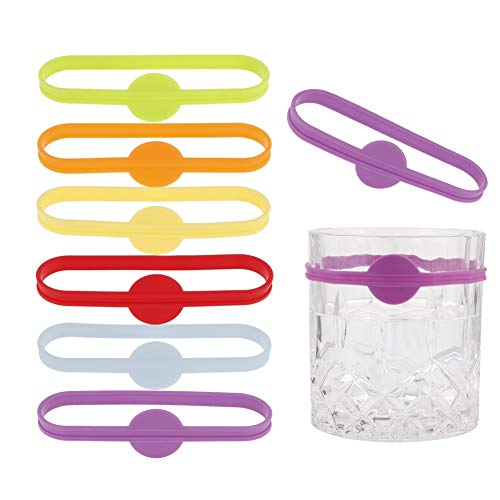 falllea 36 Piezas de Marcadores Botellas Marcadores para Bebidas Marcador de Copas Identificador de Vasos Etiqueta de Copa de Silicona con 6 Colores para Botella Copa Vaso