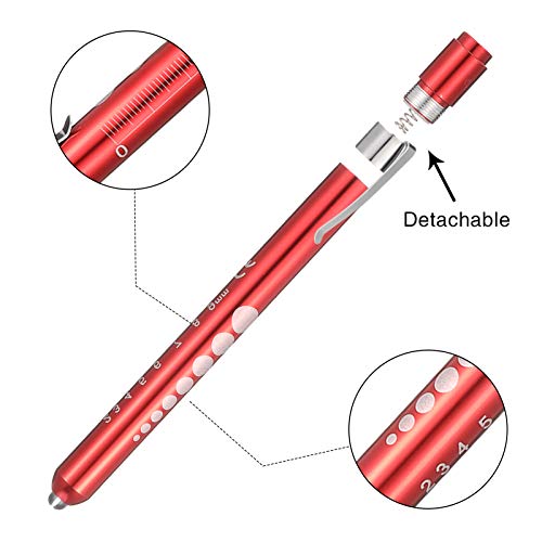 fanshiontide 3Piezas Linterna de Bolígrafo de Diagnóstico Médico LED, Luz de Pluma Médica Reutilizable Con Medidor de Pupila luz Blanca Cálida,Linterna Enfermera con Clip de Bolsillo,Rojo,Morado,Verde