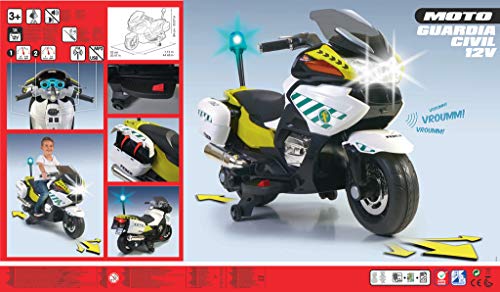 FEBER-Moto de policía, Guardia Civil, Infantil, con batería 12 V, con Luces y Sonido, Color no Aplica (Famosa 800012841)