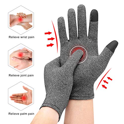 Festnight Guantes de compresión completa Pantalla táctil Guante de dedo completo Artritis reumatoide Soporte de mano para mujeres Hombres Alivio para el dolor articular de la muñeca y el pulgar