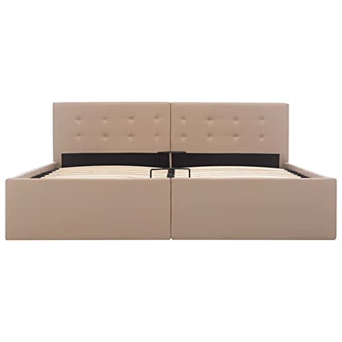 Festnjght Cama Canapé Hidráulica Cuero Sintético 160x200 cm | Cama Individual Estructura de Cama Doble con Espacio de Almacenamiento Debajo de la Cama