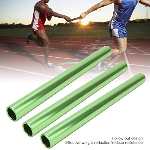 Fockety Bastón de relé, 3 Bastones de relé de Pista y Campo, para Uso en combinación de Colores Brillantes(Green)