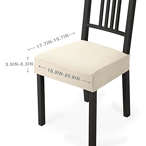Fundas para sillas Pack de 6 Fundas sillas Comedor Fundas elásticas, Fundas de Asiento para Silla,Diseño Jacquard Cubiertas de la sillas,Extraíbles y Lavables-Decor Restaurante (Paquete de 6,Cream)-B
