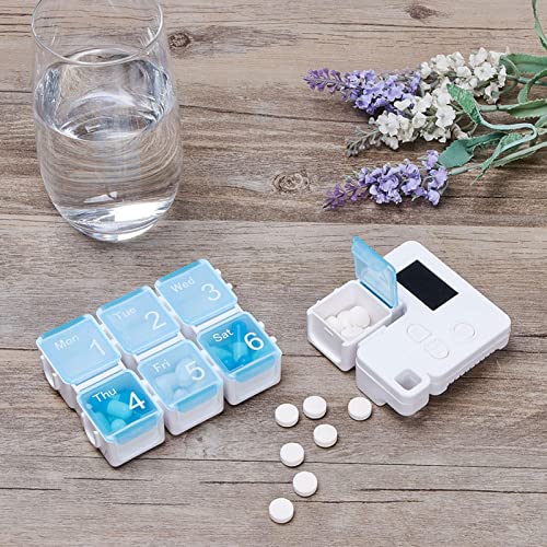 Gidenfly Pastillero recordatorio portátil, Pastillero recordatorio temporizado de Viaje de Gran Capacidad, Caja de Almacenamiento electrónica Inteligente para Viajes