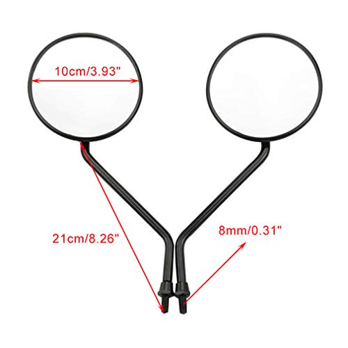 GOOFIT Retrovisor Moto 8mm Redondos Universales Espejo reemplazo para Ciclomotor 50cc 80cc 125cc 150cc 250cc Pit Bike ATV Scooter Negro A