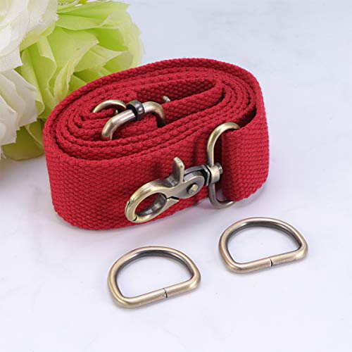HEALLILY Correa de Hombro Ajustable Correa de reemplazo de Lona Antideslizante Bolso Bandolera Correa de Bolso 3.2cm (Rojo)
