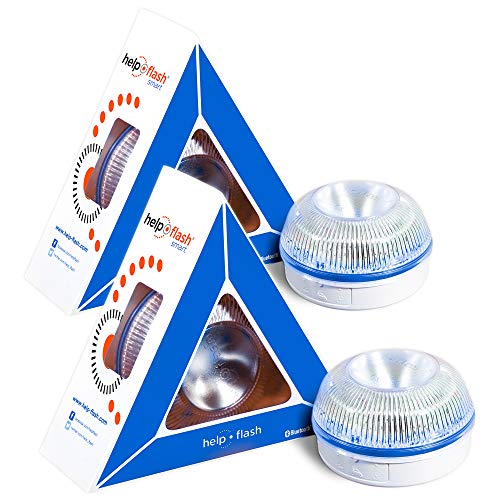 HELP FLASH SMART PK2750 2X luz Emergencia AUTÓNOMA, señal v16 preseñalización Peligro+Linterna, homologada, DGT, Base imantada, activación AUTOMÁTICA, Hecho en España, Amarillo auto