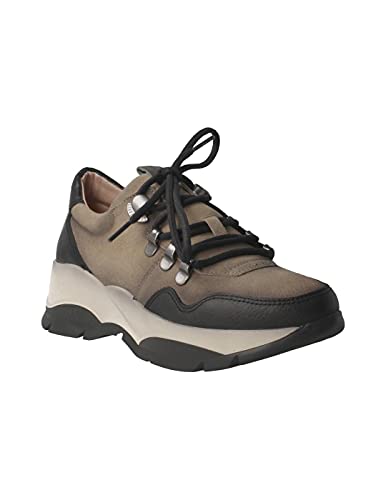 HISPANITAS - Andes HI211888 Taupe - Zapato Deportivo de Piel, con cuña y Plataforma, Cordones, Suela de Goma, para: Mujer Color: Taupe Talla:40