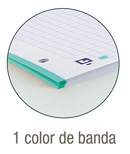 Hojas cuadriculadas A4 Recambio Oxford. Banda color Lima. 100 Hojas. Cuadrícula 5x5., 400106621
